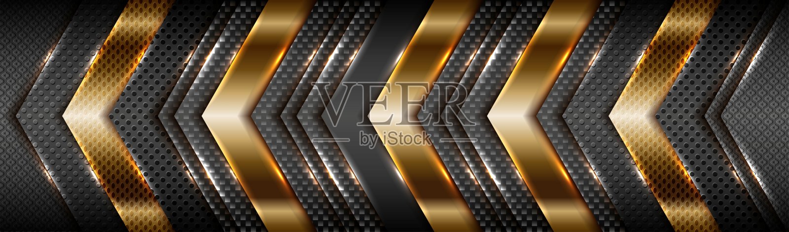 抽象技术梯度磨砂金与材料层黑色背景插画图片素材