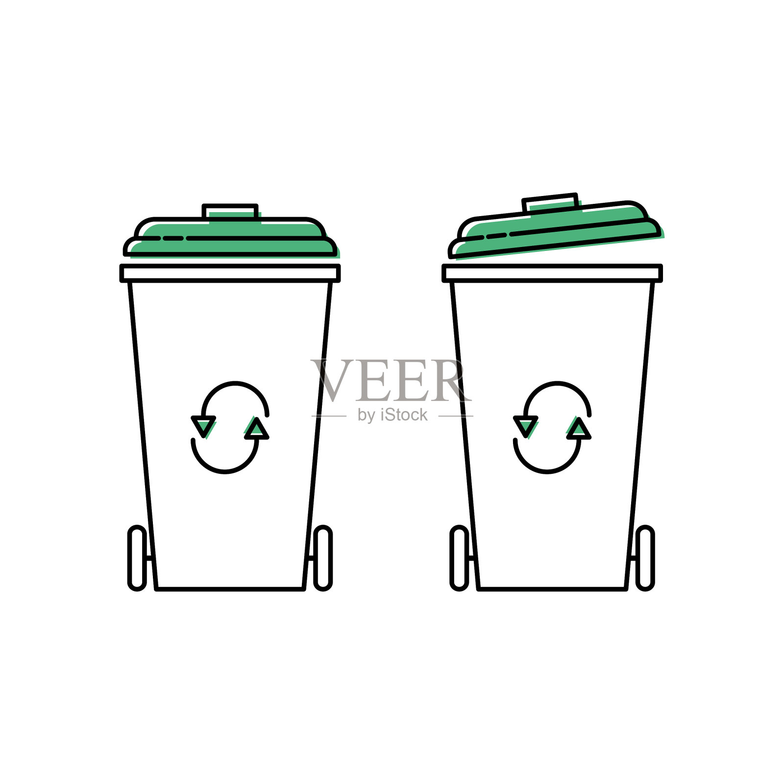 垃圾桶，回收垃圾桶图标矢量设计。设计元素图片