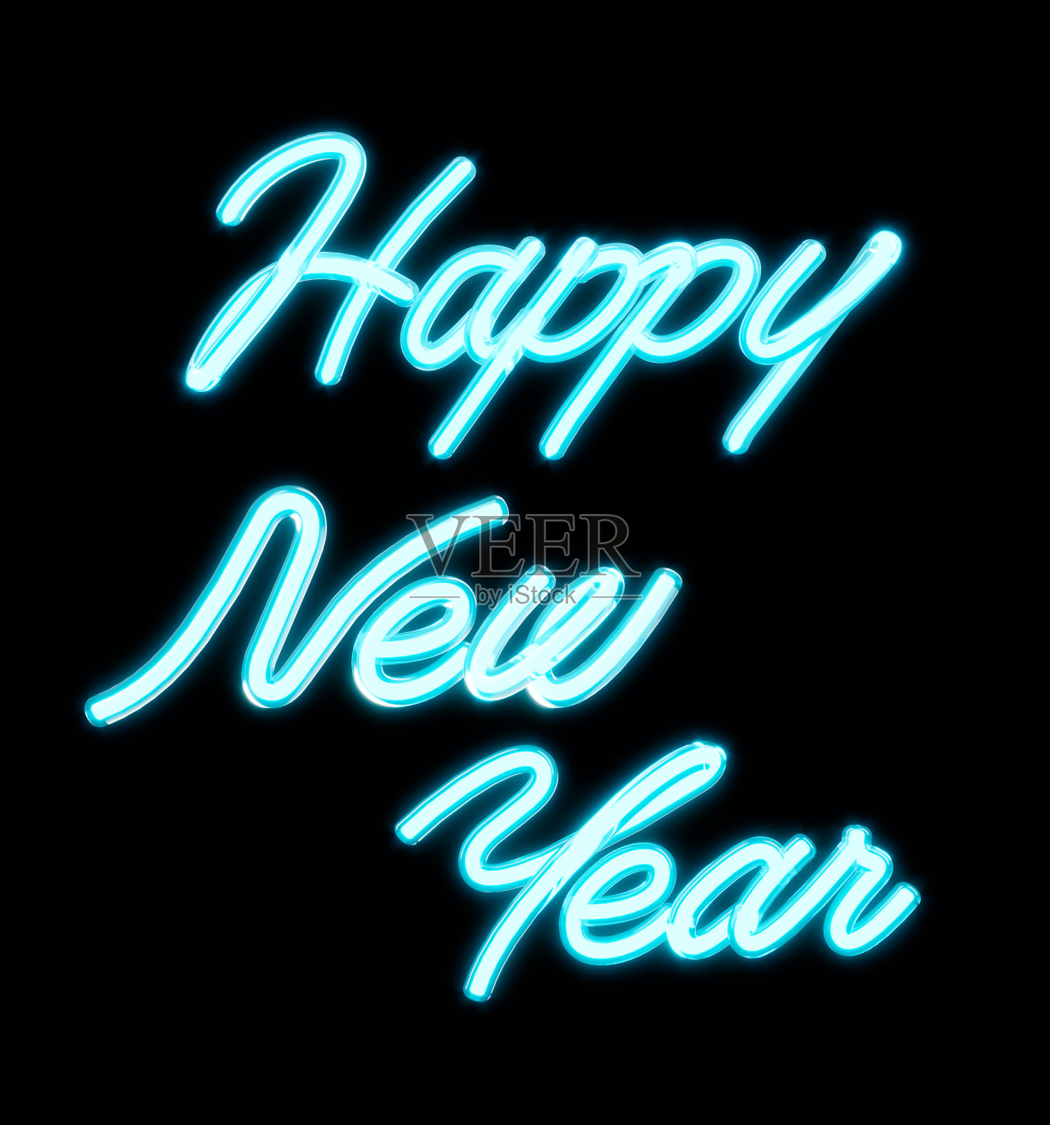 新年霓虹灯。发光霓虹灯字2022年庆典3d插图照片摄影图片