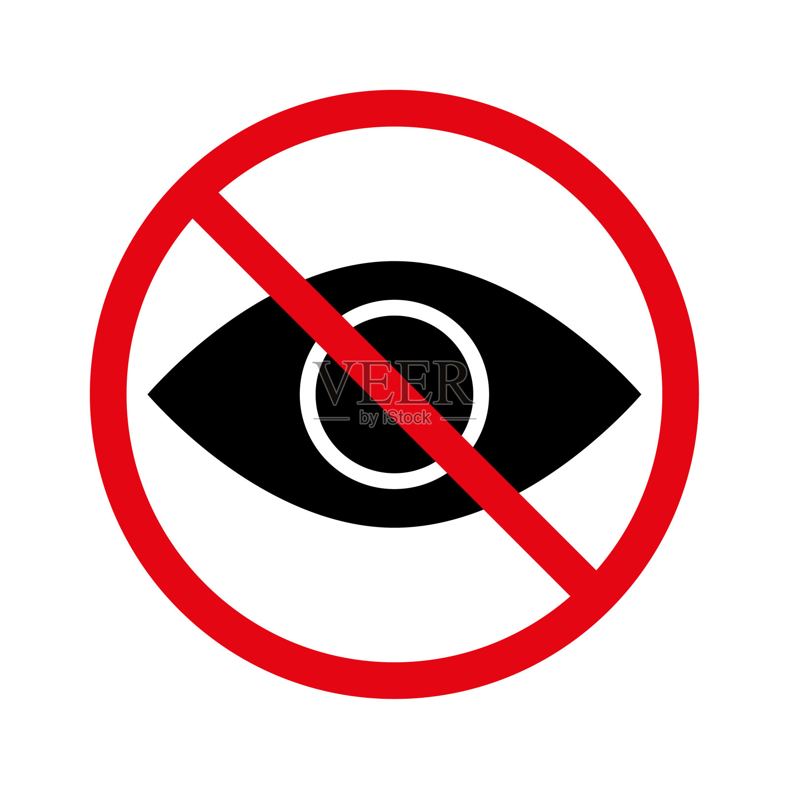 不看的迹象。眼睛的元素。红色圆圈。禁止图标。警告标志。停止标志。矢量插图。股票的形象。插画图片素材