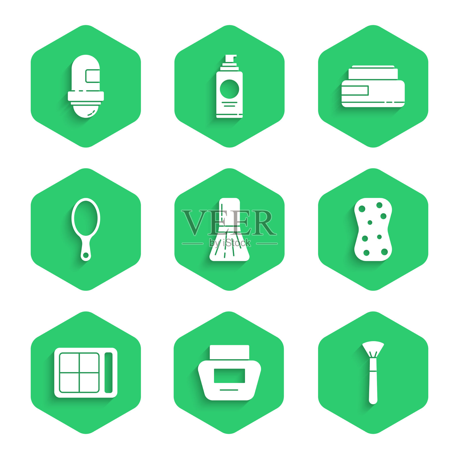 设置化妆刷、化妆膏或化妆管图标素材