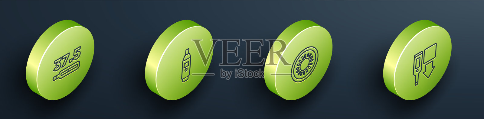 设置等距医用温度计数字太阳图标素材