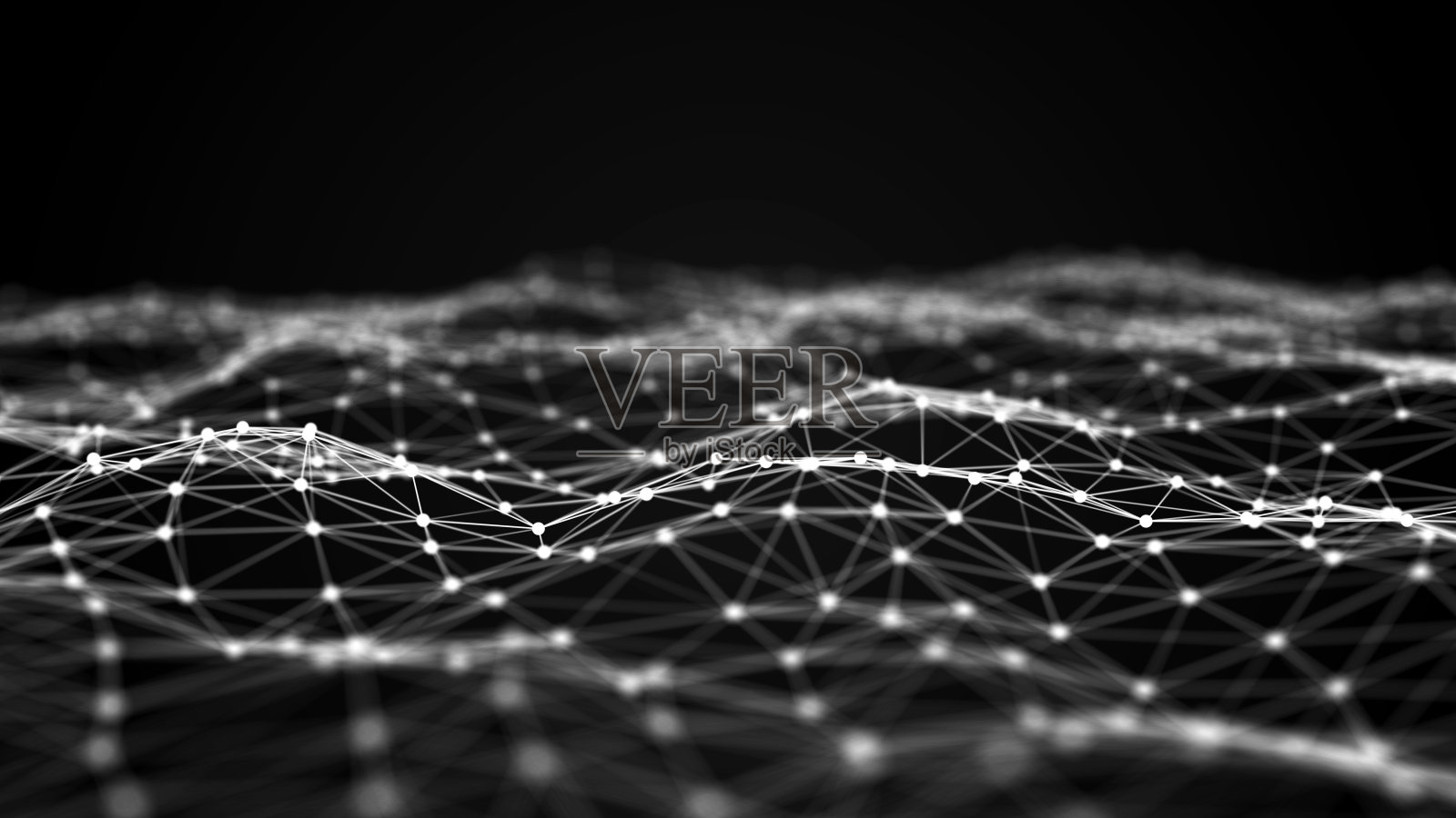 由点与线相连的抽象构图。黑暗的背景。丛的效果。大数据。三维渲染照片摄影图片