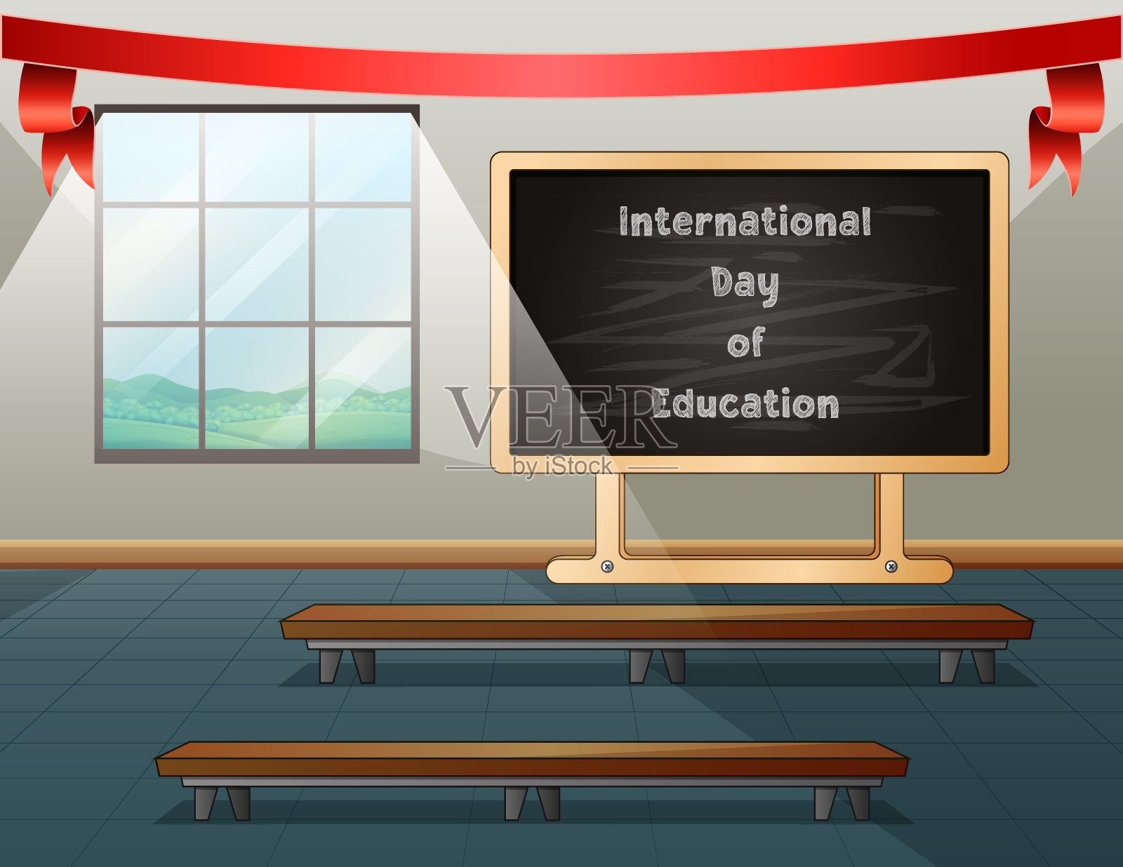 国际教育日背景与课堂插画图片素材