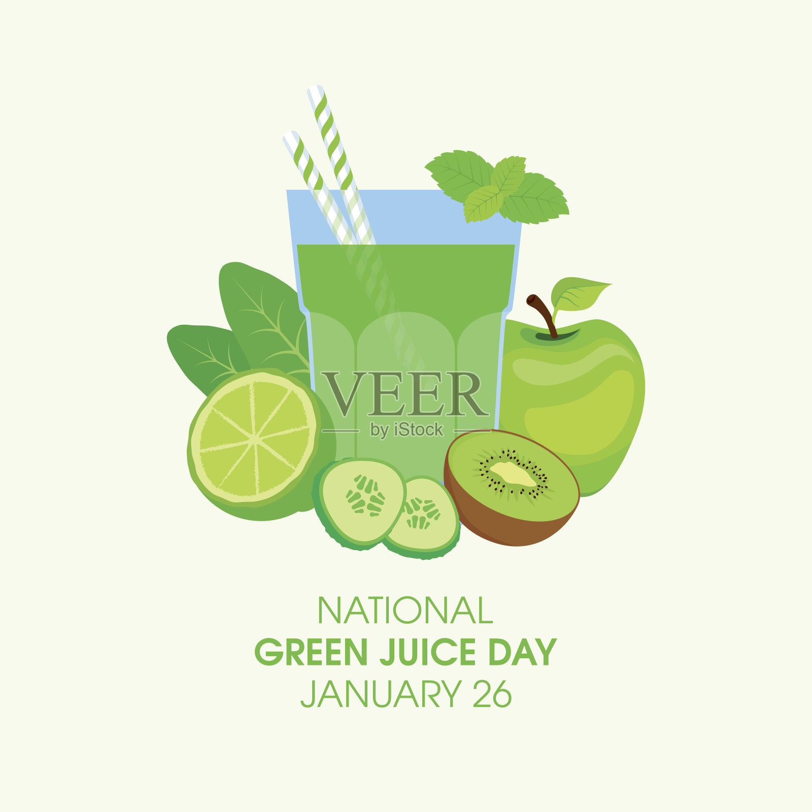 国家绿色果汁日矢量插画图片素材