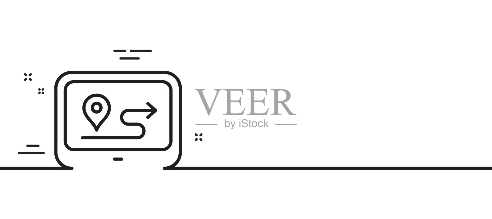 GPS线路图标。路路径信号。最小线模式横幅。向量插画图片素材