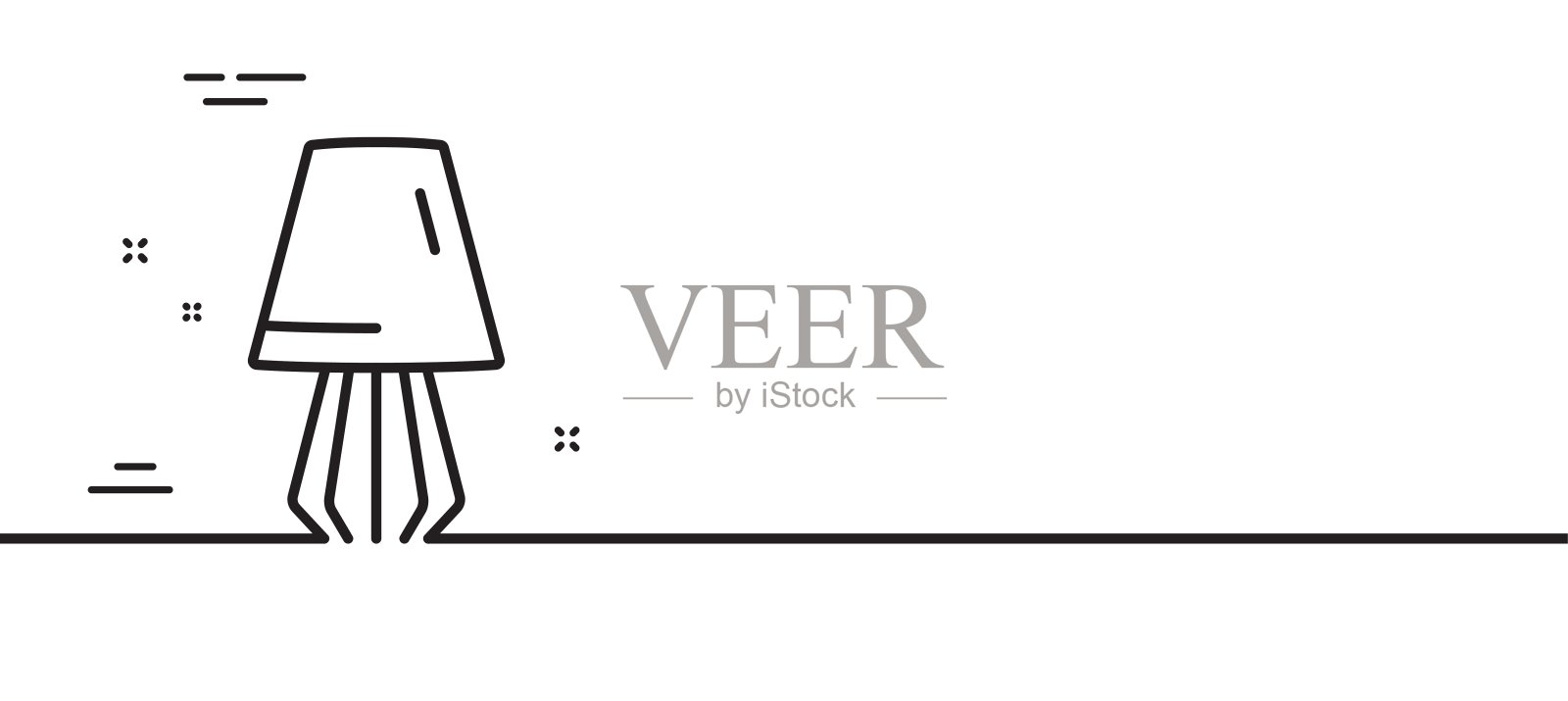 表灯线图标。床头灯的信号。最小线模式横幅。向量插画图片素材