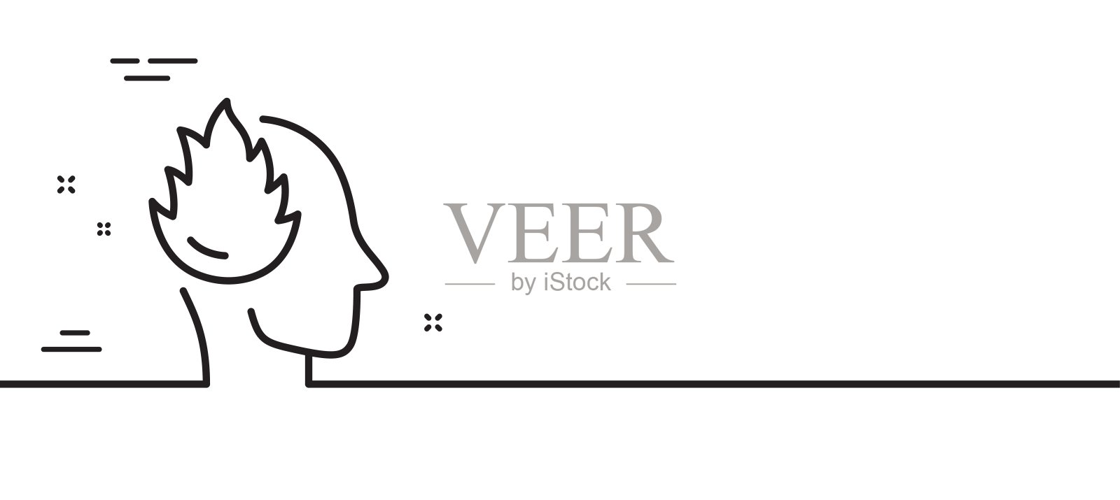 应力线图标。焦虑抑郁的迹象。最小线模式横幅。向量插画图片素材