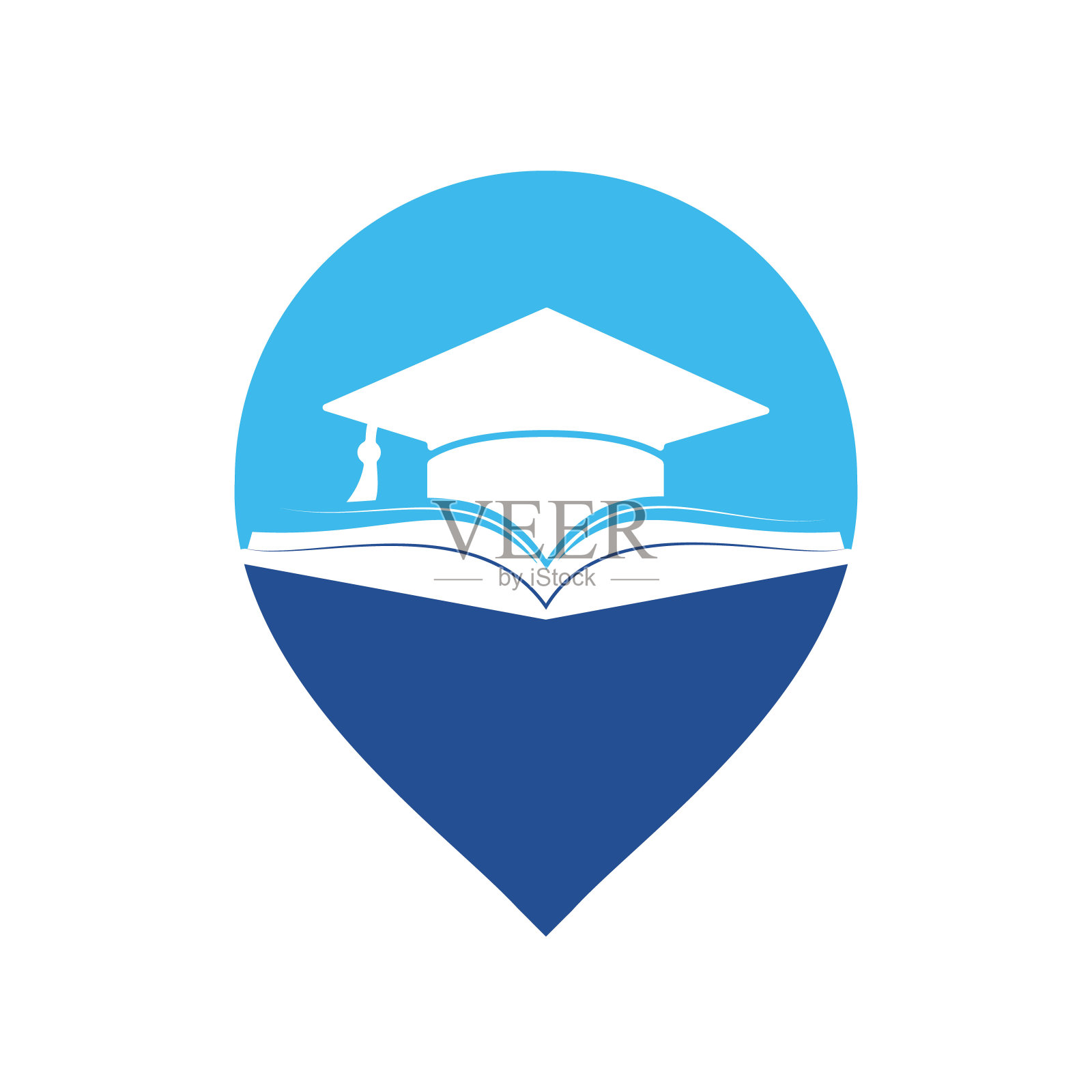 毕业帽和书矢量标志模板。教育标识的概念。插画图片素材