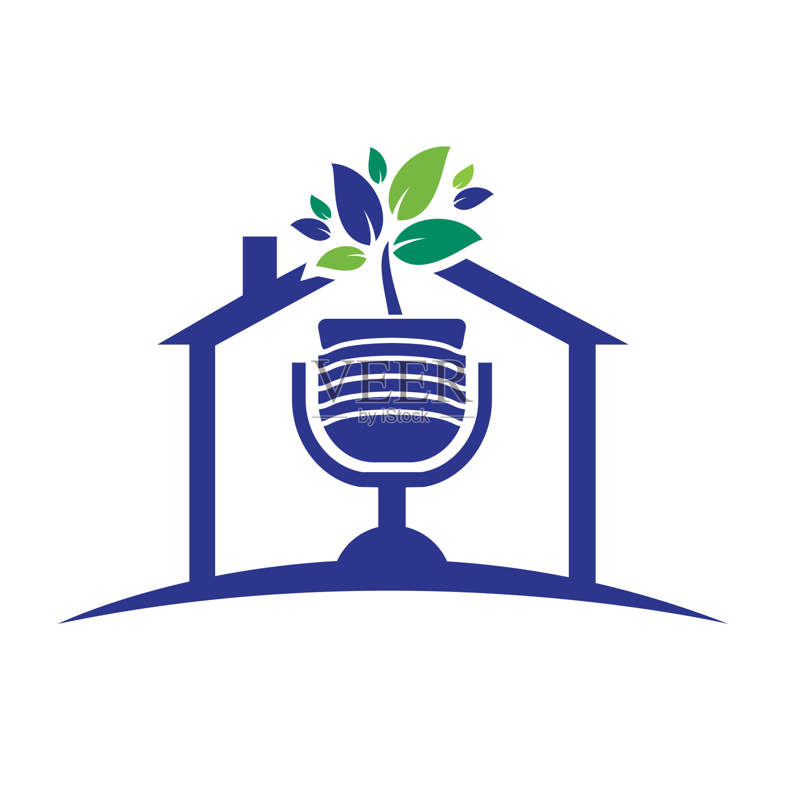 播客叶自然生态矢量标志设计。插画图片素材