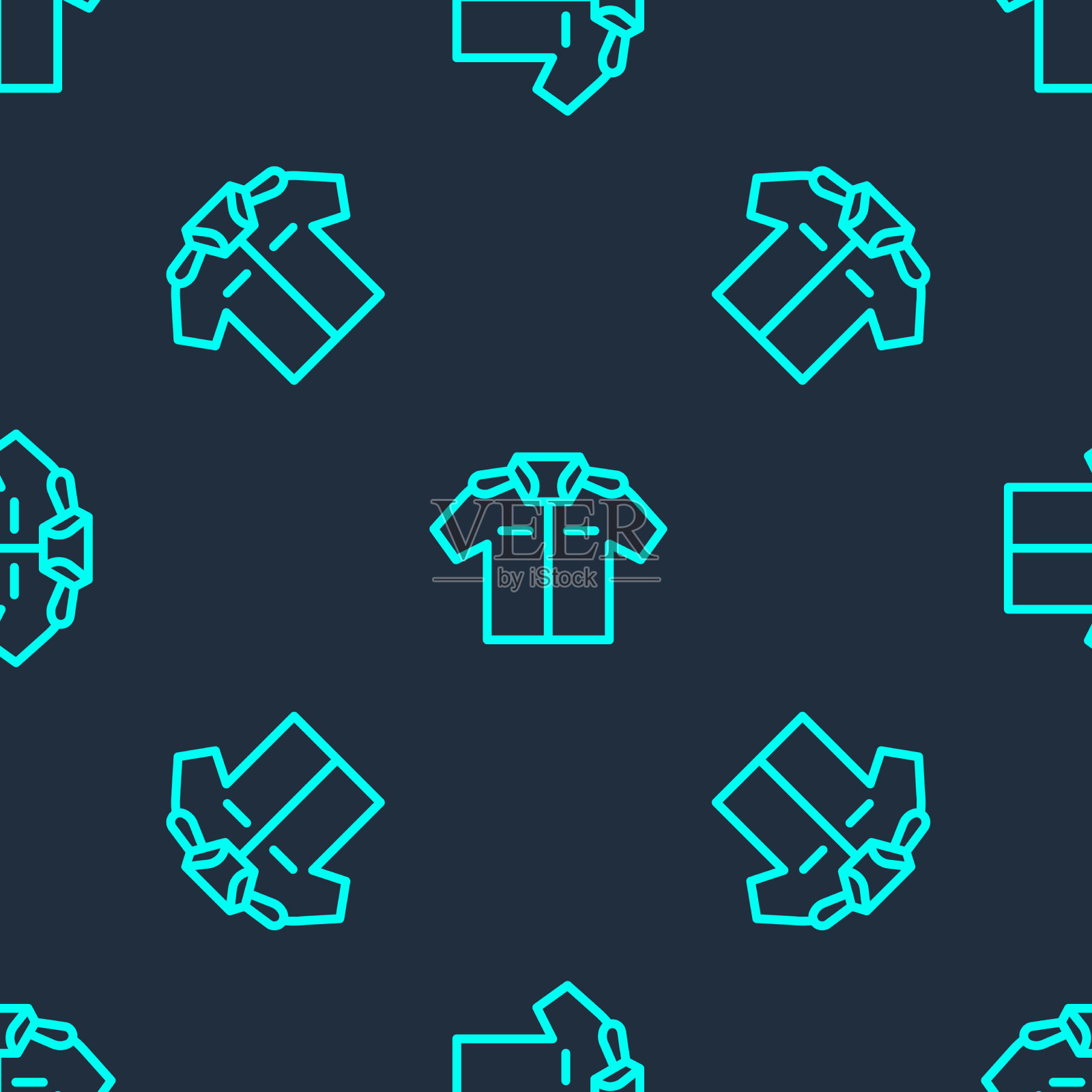 绿线衬衫图标孤立无缝图案上插画图片素材