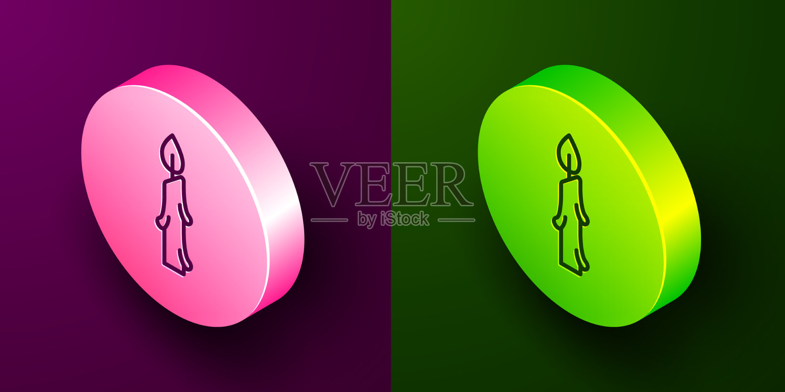 等距线燃烧蜡烛图标孤立上图标素材