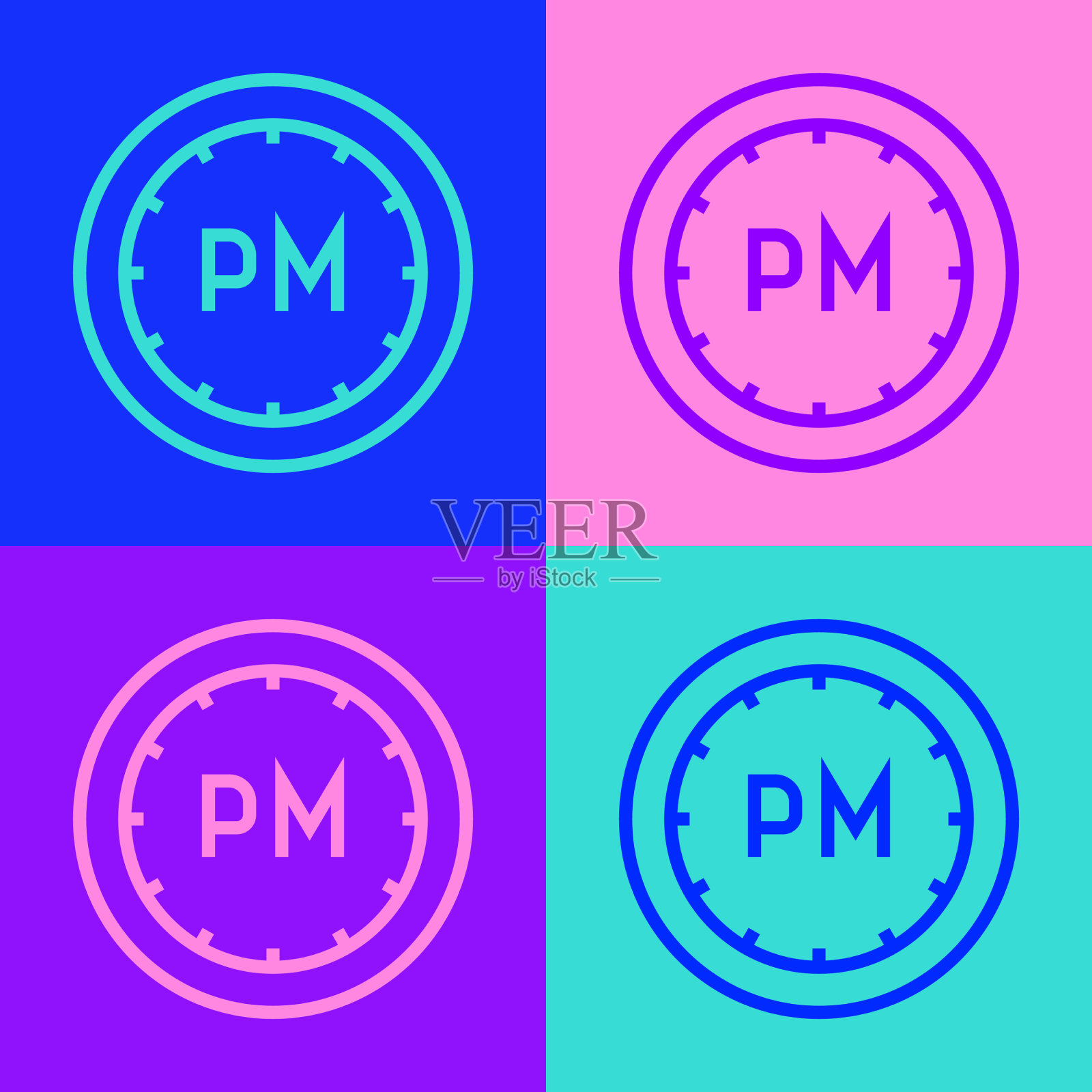 波普艺术行天时间图标孤立的颜色插画图片素材