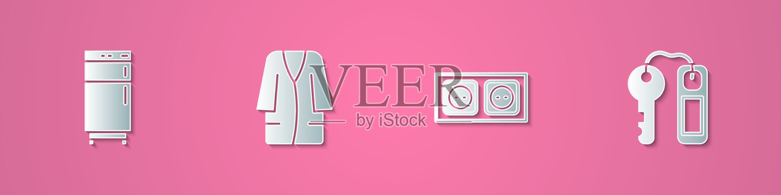 冰箱电器浴袍套剪纸图标素材