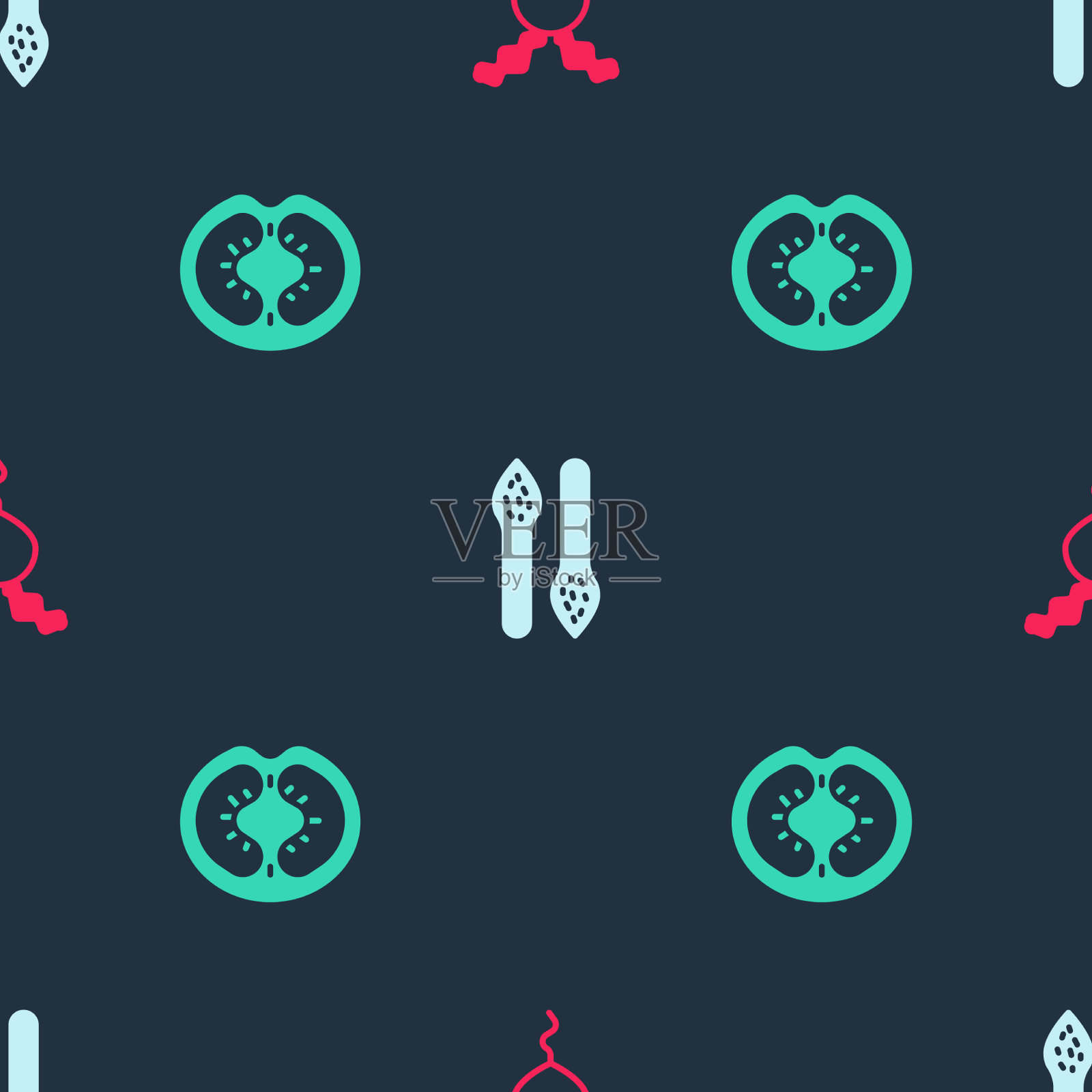 将萝卜、芦笋和番茄放置在无缝管上图标素材