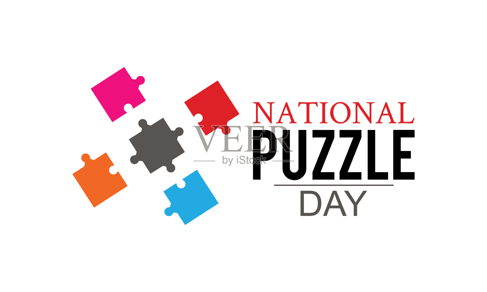1月29日——国家拼图日，用于banner、海报、T恤、卡片的矢量插图模板插画图片素材