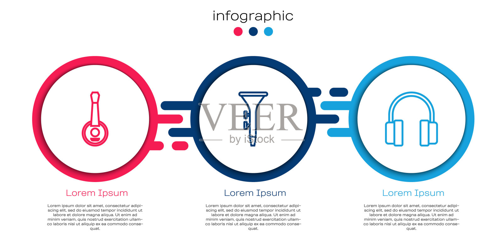 设置线路班卓琴，鼓和鼓棒和耳机。业务信息模板。向量设计模板素材