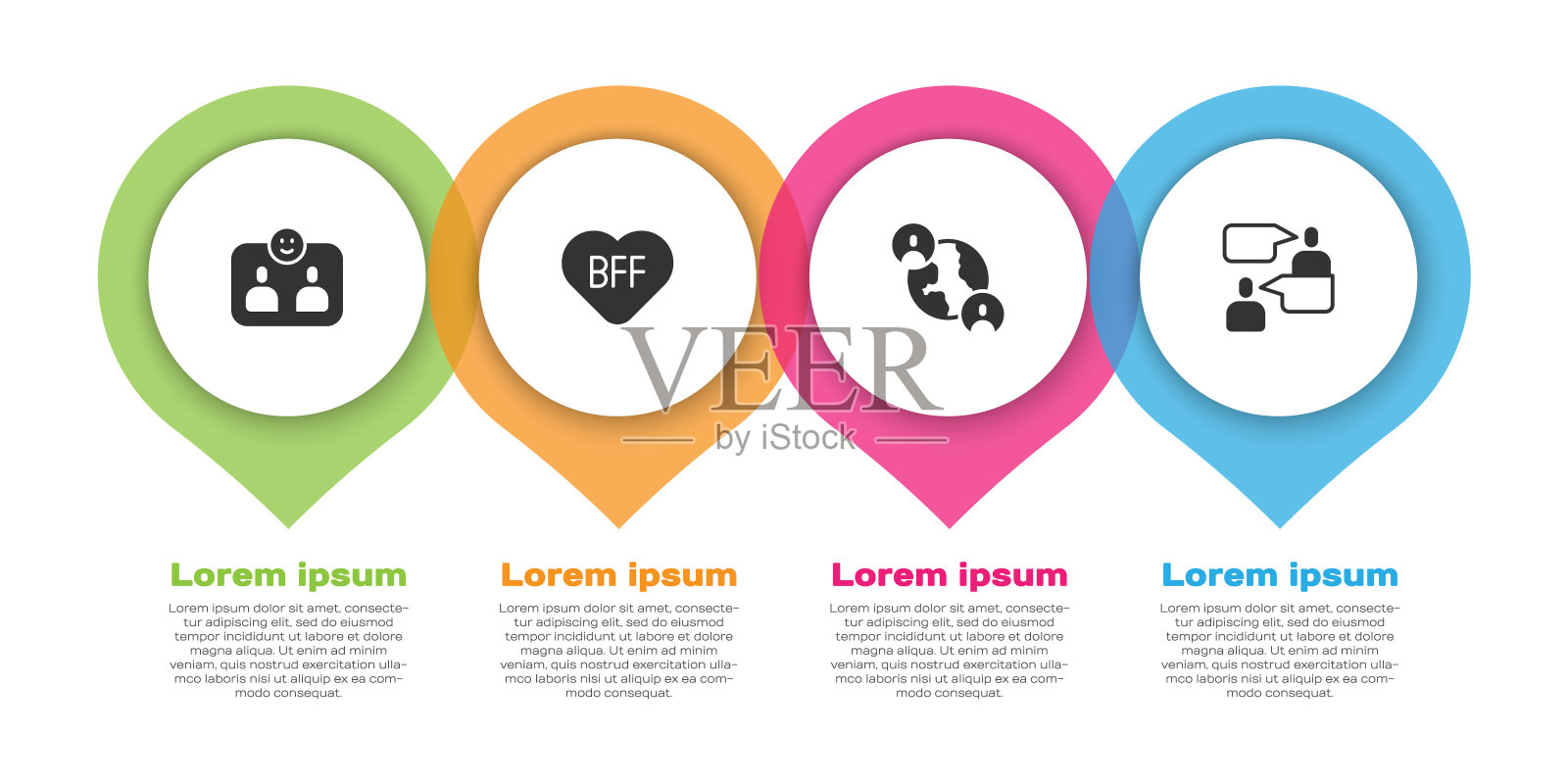 永远的朋友，最好的朋友，和两个坐着聊天的男人。业务信息模板。向量设计模板素材