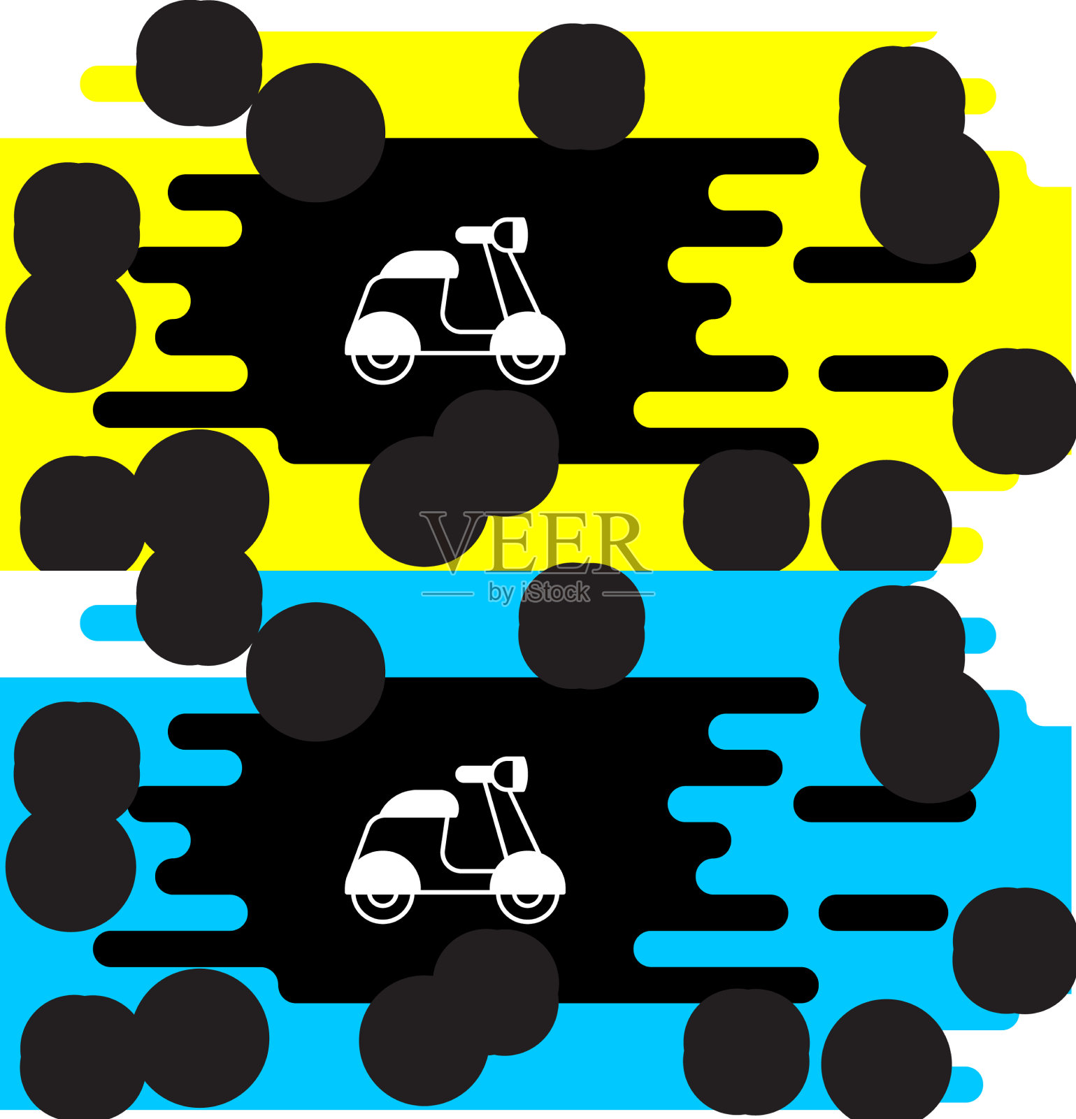 白色滑板车图标孤立在黑色背景上插画图片素材