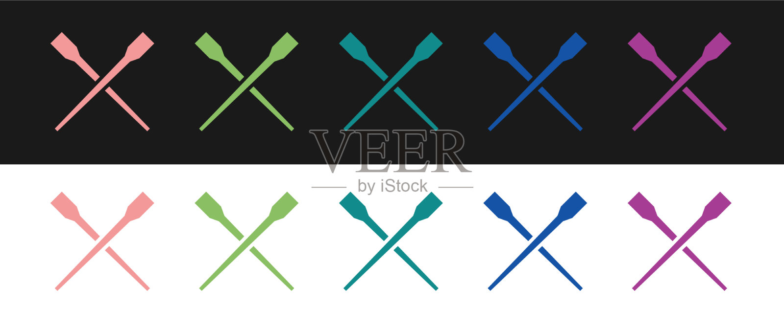 设置食物筷子图标孤立在黑色和图标素材