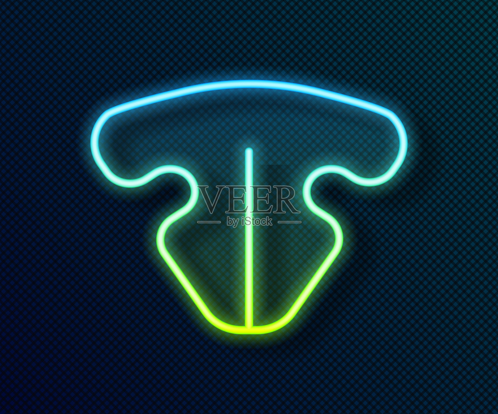 发光的霓虹灯线猫鼻子图标孤立在黑色背景。向量插画图片素材