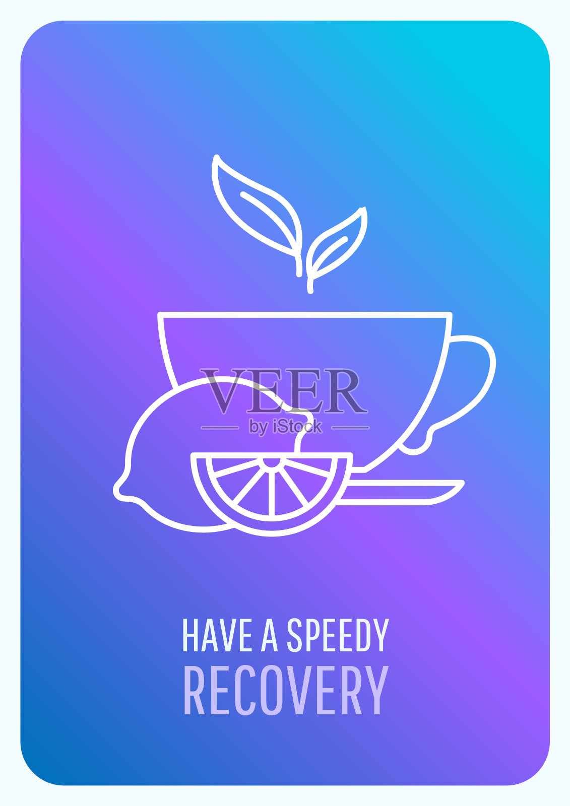 有快速恢复蓝色梯度明信片与线性字形图标插画图片素材