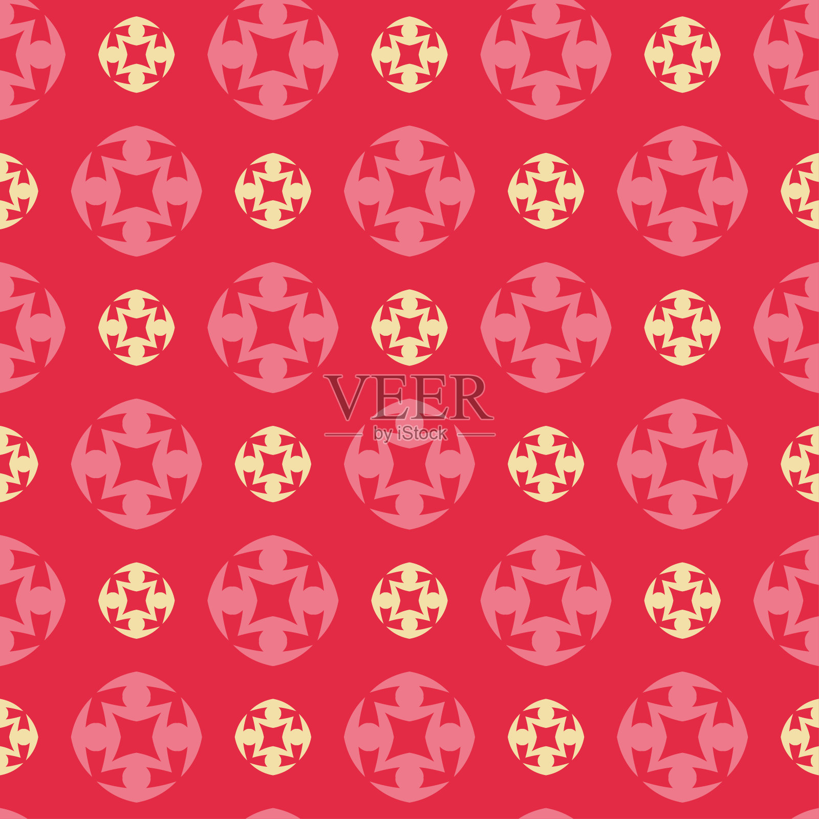 在红色背景上装饰几何元素的现代背景图像。织物纹理样本，无缝壁纸。矢量图插画图片素材