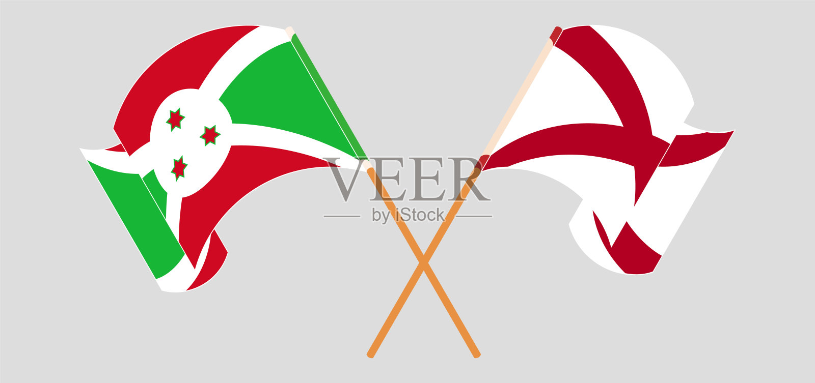 飘扬着布隆迪和阿拉巴马州的旗帜设计元素图片