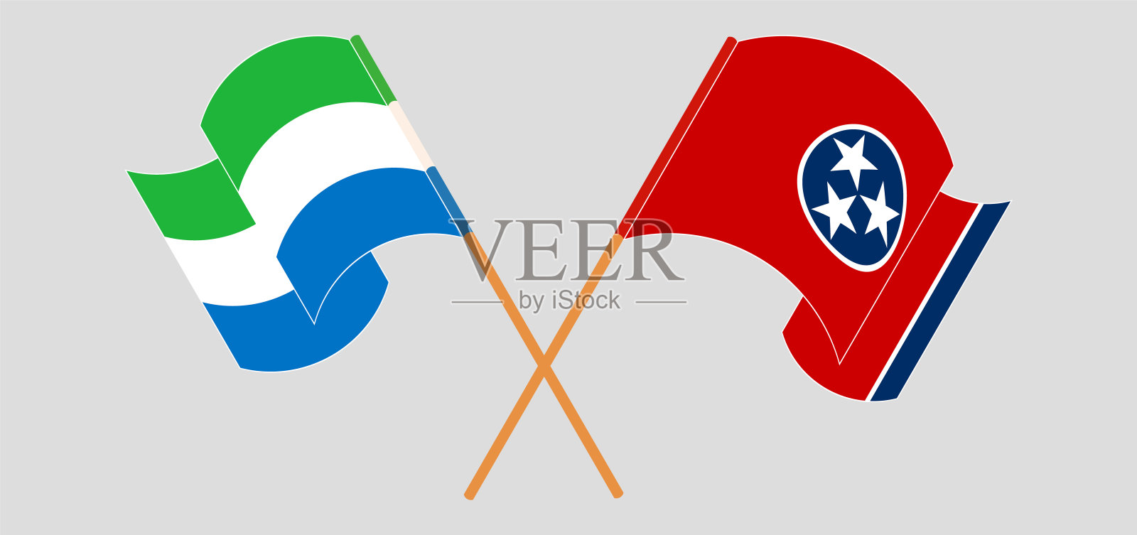 飘扬着塞拉利昂和田纳西州的旗帜设计元素图片