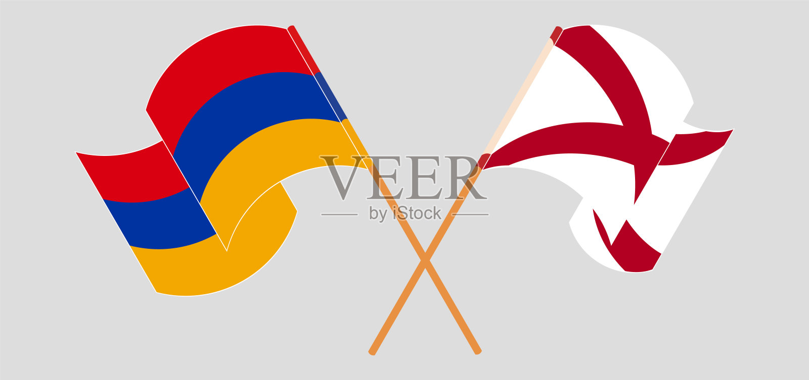 跨越飘扬的亚美尼亚和阿拉巴马州的旗帜设计元素图片