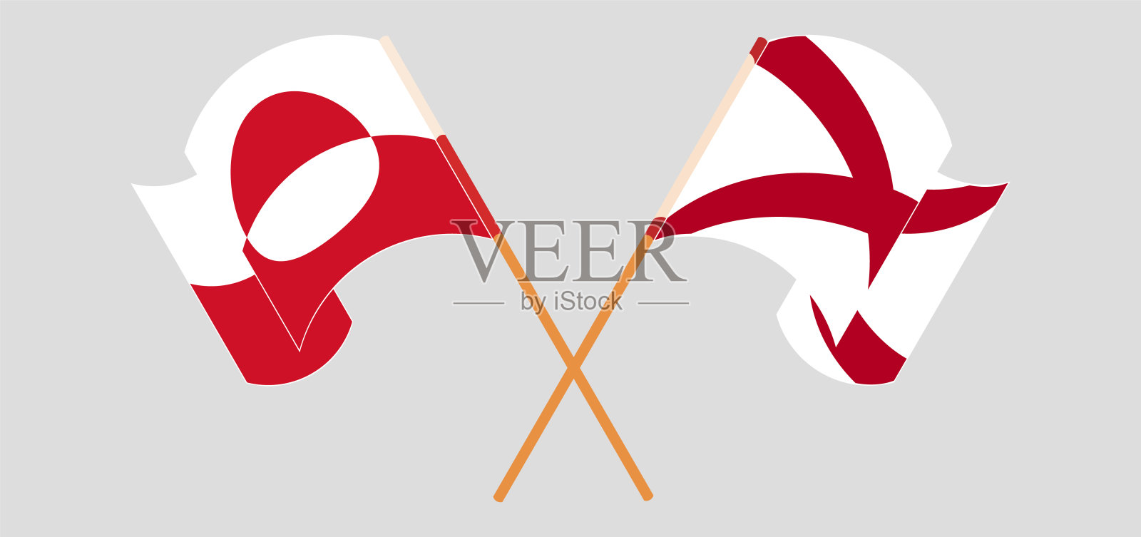 穿过飘扬的格陵兰和阿拉巴马州的旗帜设计元素图片