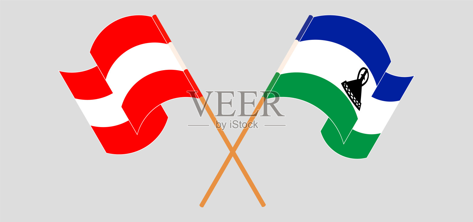 奥地利和莱索托王国的旗帜飘扬设计元素图片