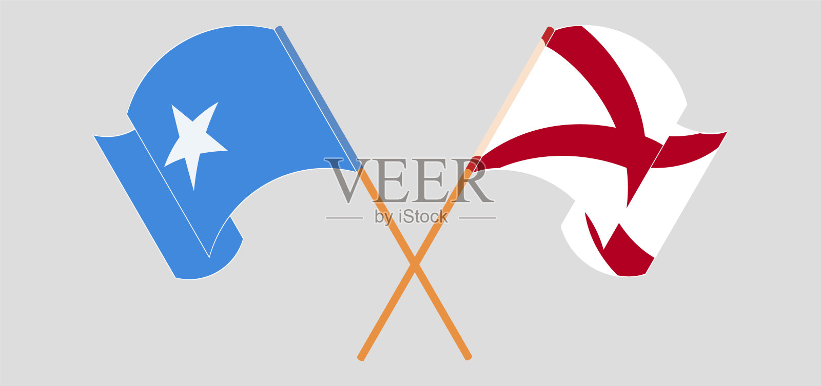 交叉挥舞着索马里和阿拉巴马州的旗帜插画图片素材