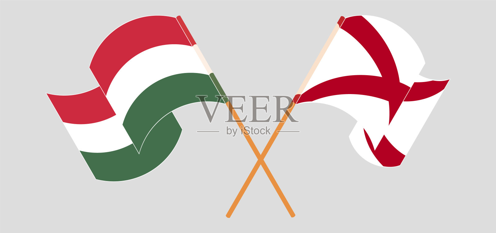 匈牙利和阿拉巴马州的旗帜飘扬设计元素图片