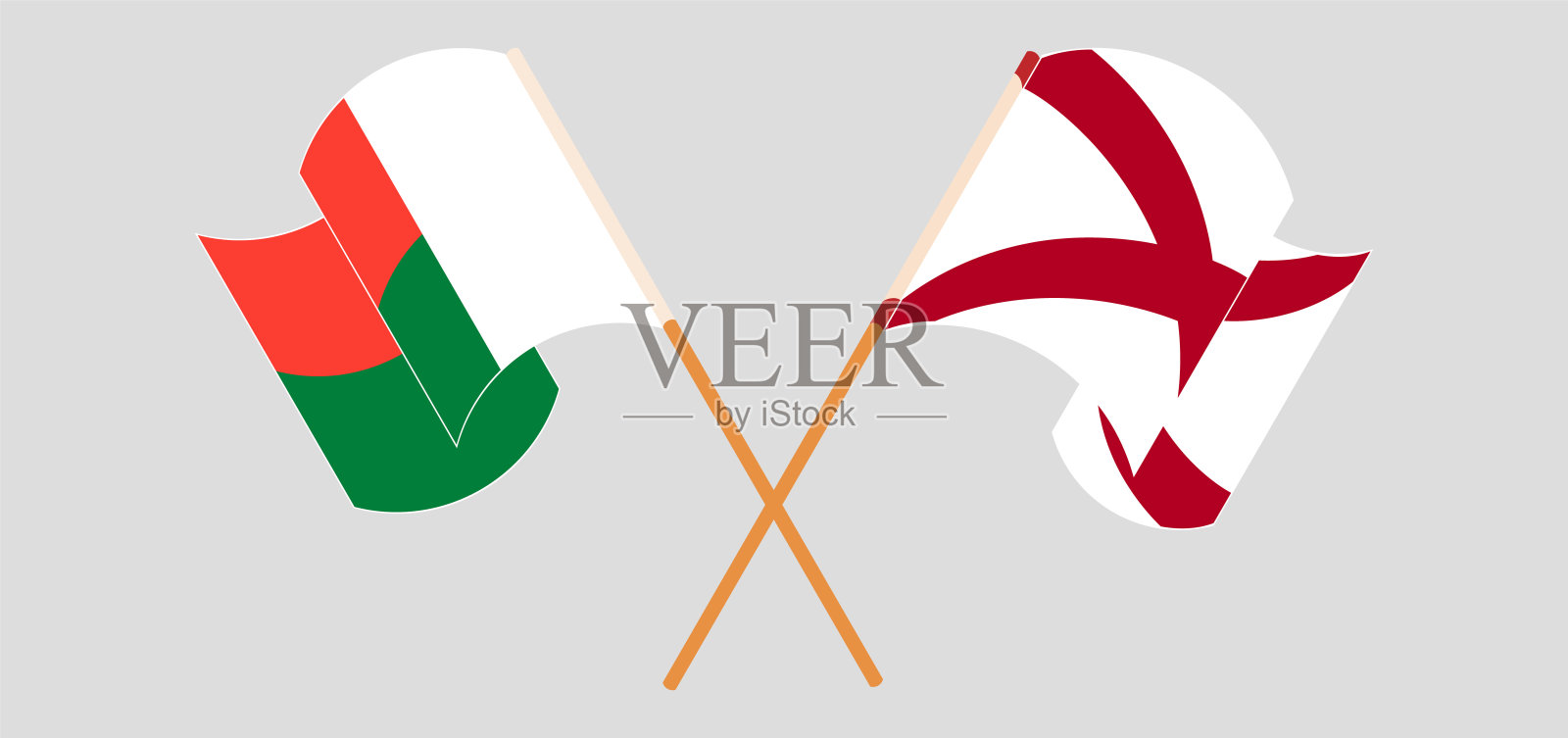 飘扬着马达加斯加和阿拉巴马州的旗帜设计元素图片