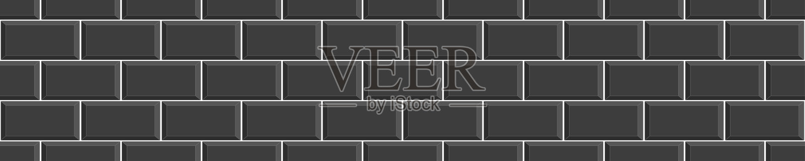 黑色地铁瓷砖无缝图案。地铁石砖墙背景。厨房后挡板或浴室陶瓷墙面纹理。矢量平面插图插画图片素材