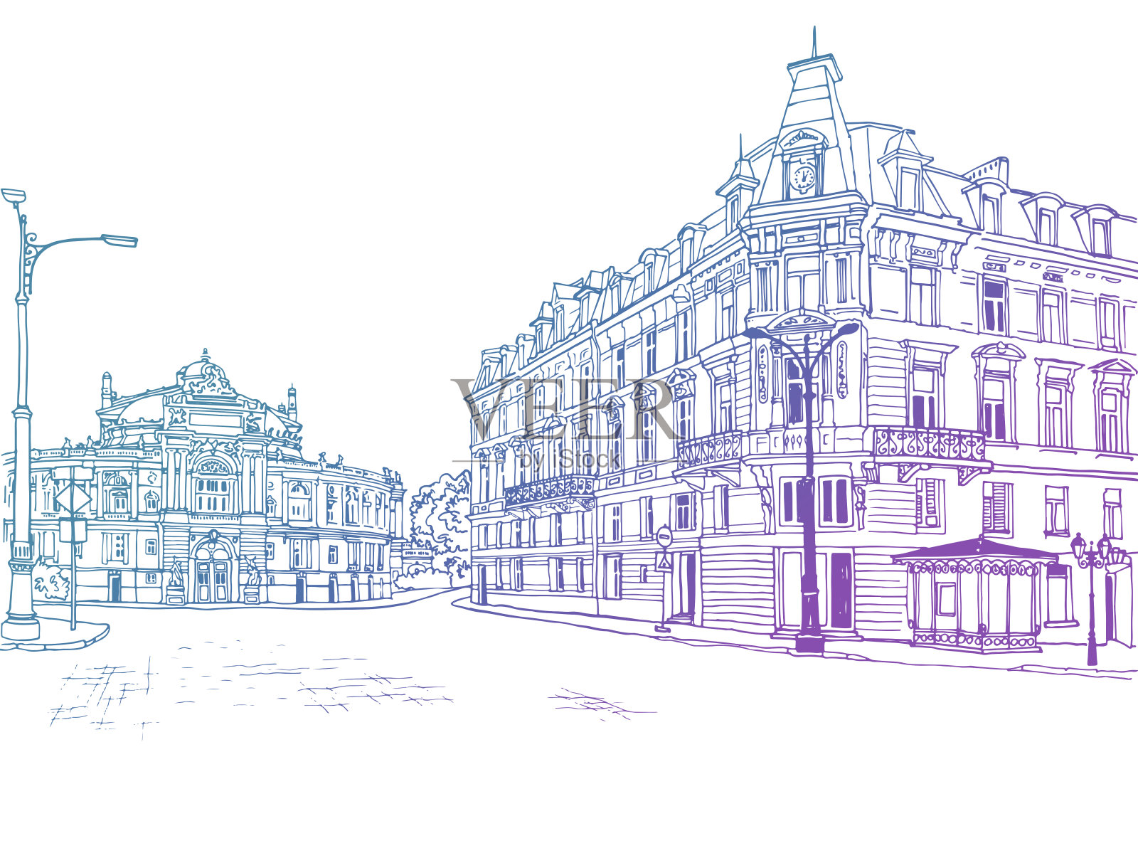 老敖德萨广场插画图片素材