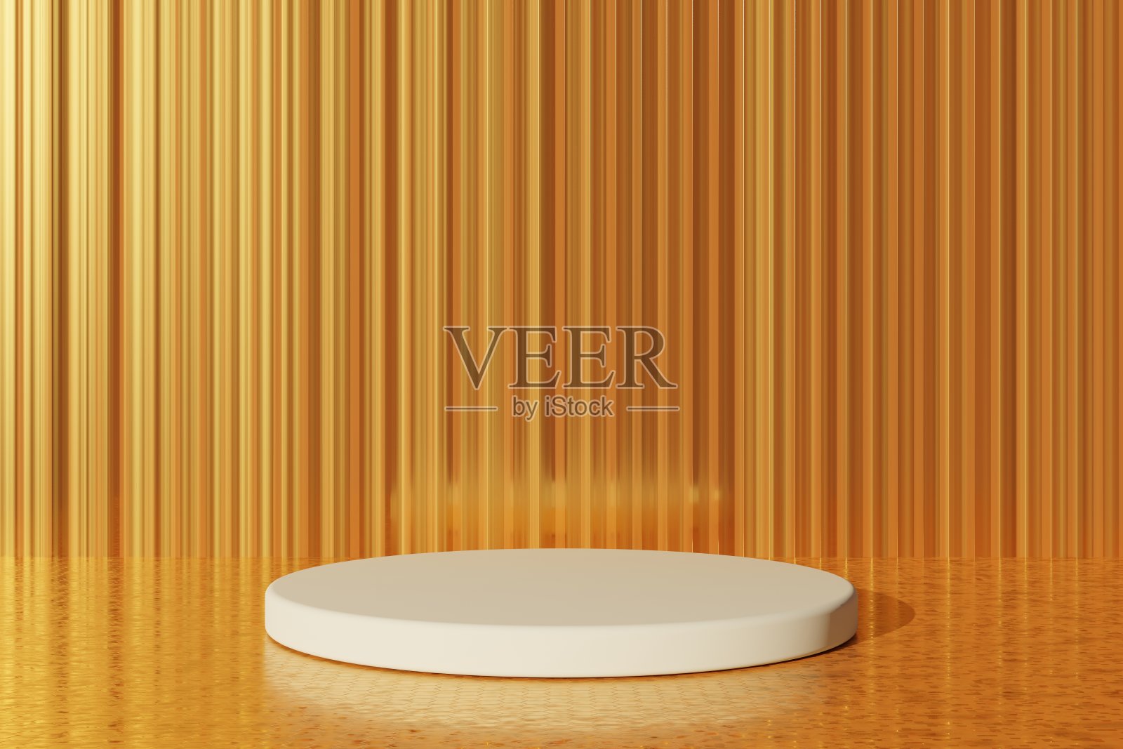 抽象的产品展示平台，站在闪亮的金色背景的讲台上照片摄影图片