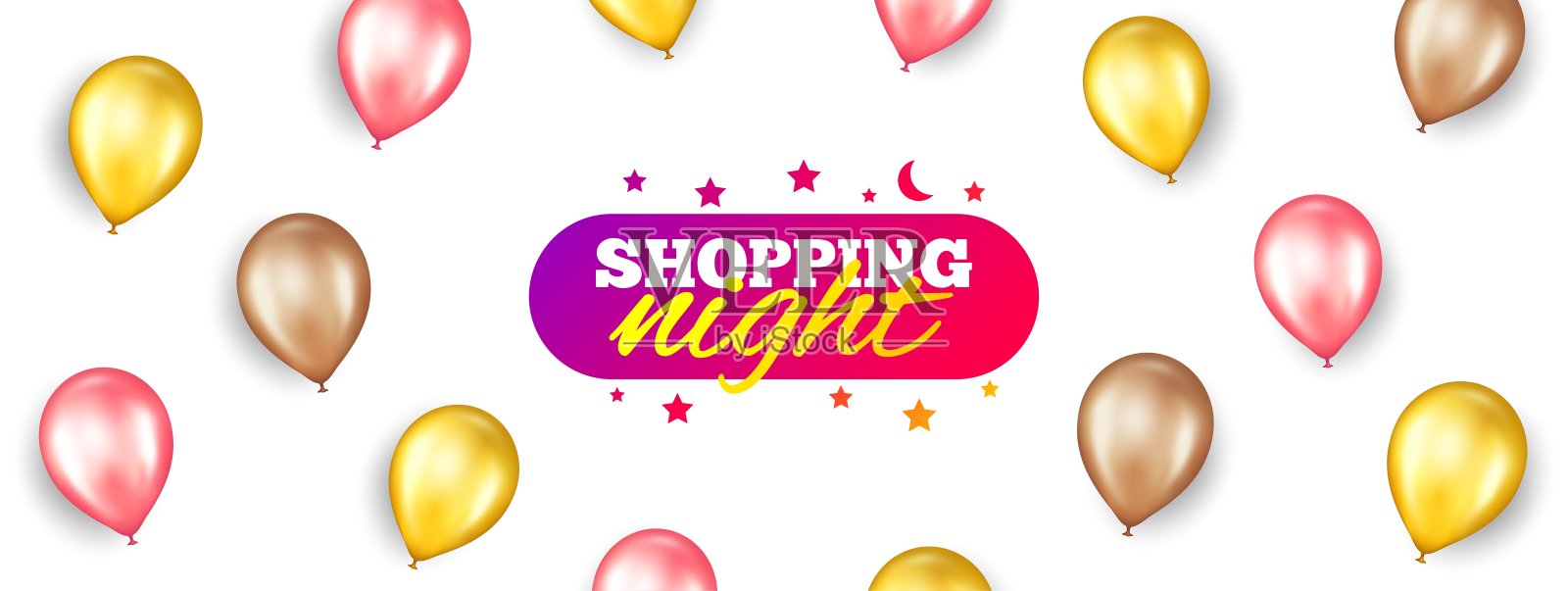 购物晚上横幅。折扣标签的形状。向量插画图片素材