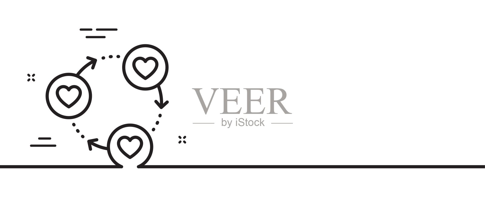 朋友社区线图标。友谊的爱的迹象。协助业务。最小线模式横幅。向量插画图片素材