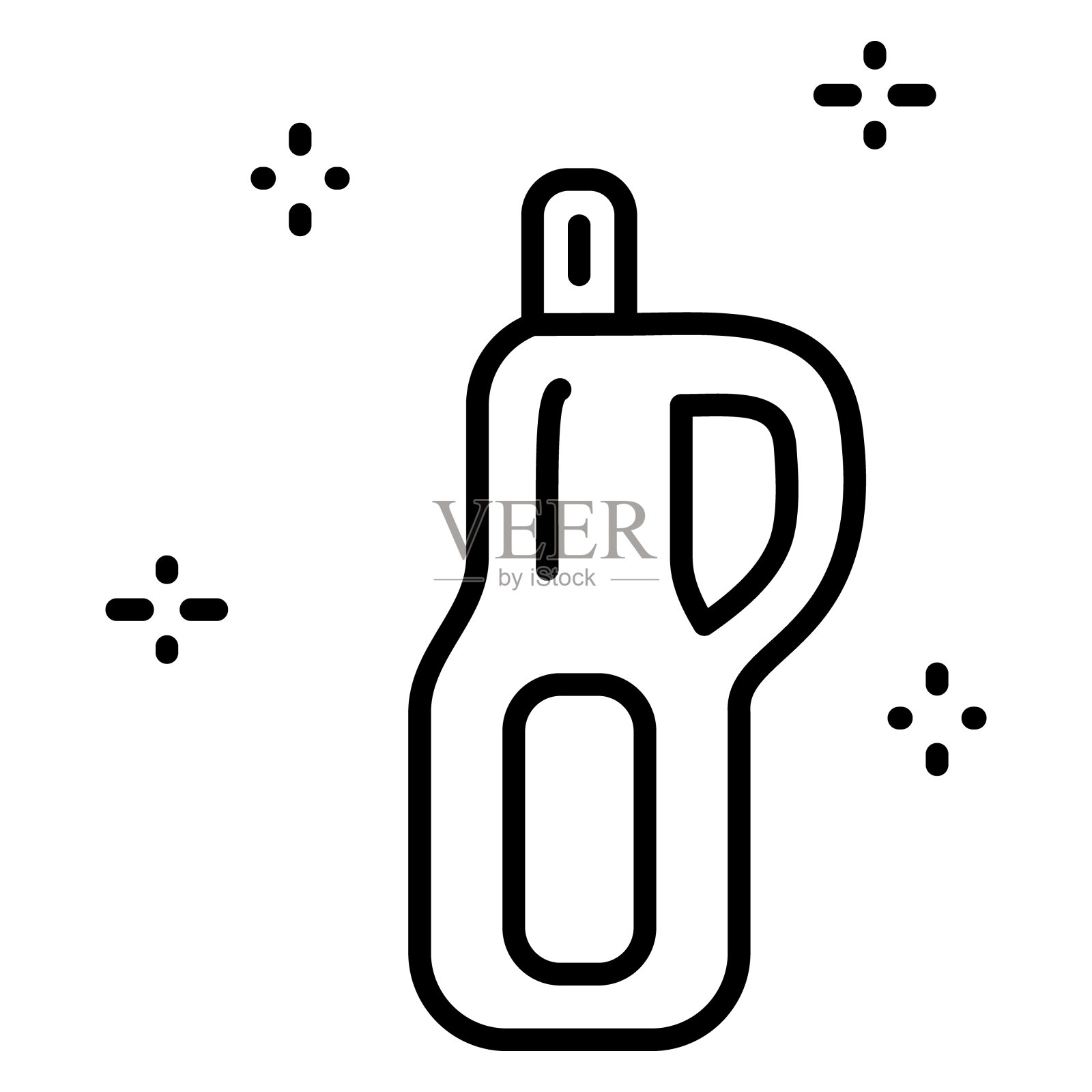 一瓶洗发精消毒剂用于清洁，消毒，清洗的瓶子。矢量图标，轮廓，孤立插画图片素材