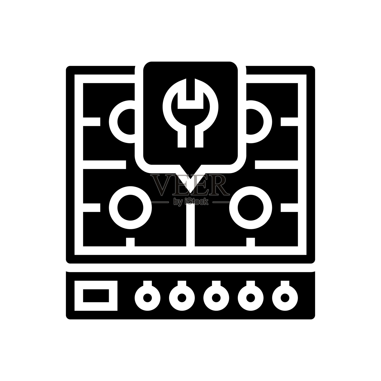 燃气灶具修理字形图标矢量插图图标素材