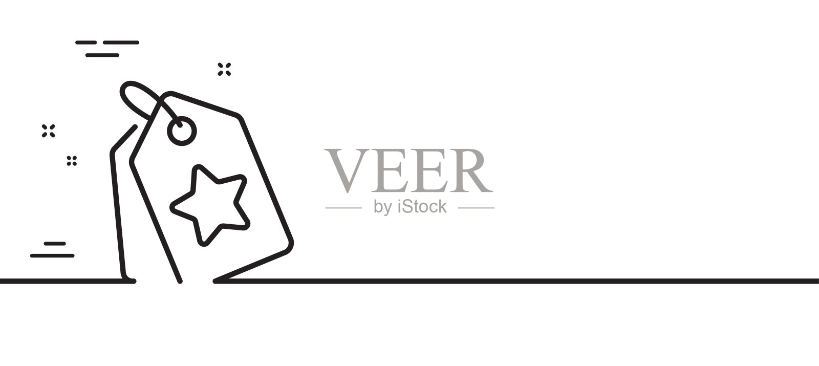 忠诚星标签线图标。加分。折扣计划。最小线模式横幅。向量插画图片素材