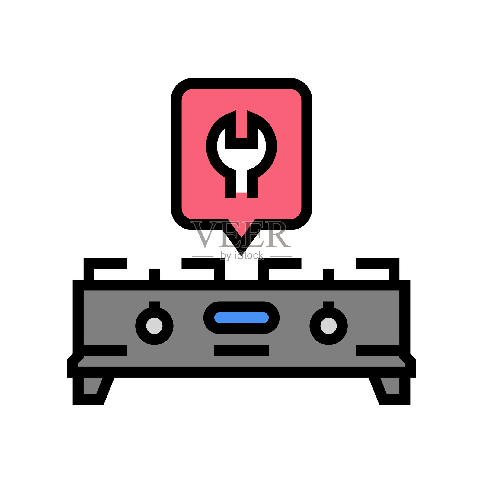 炉灶厨房修理颜色图标矢量插图插画图片素材