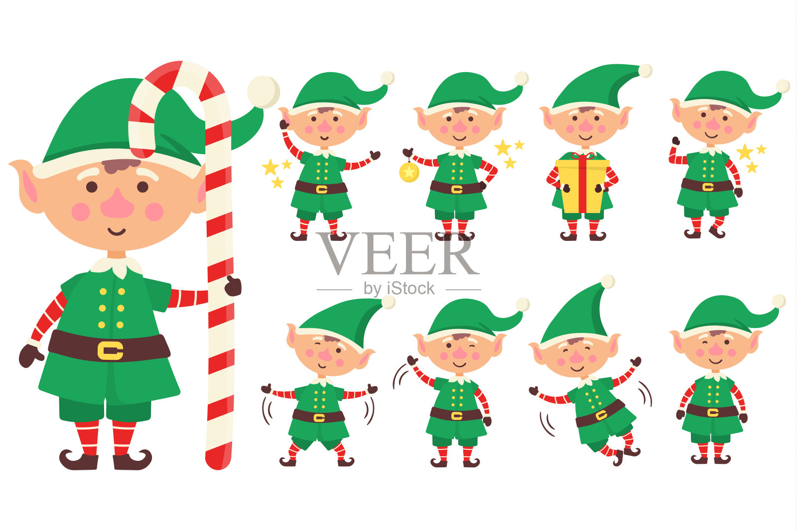 精灵新年圣诞卡通人物合集设计元素图片