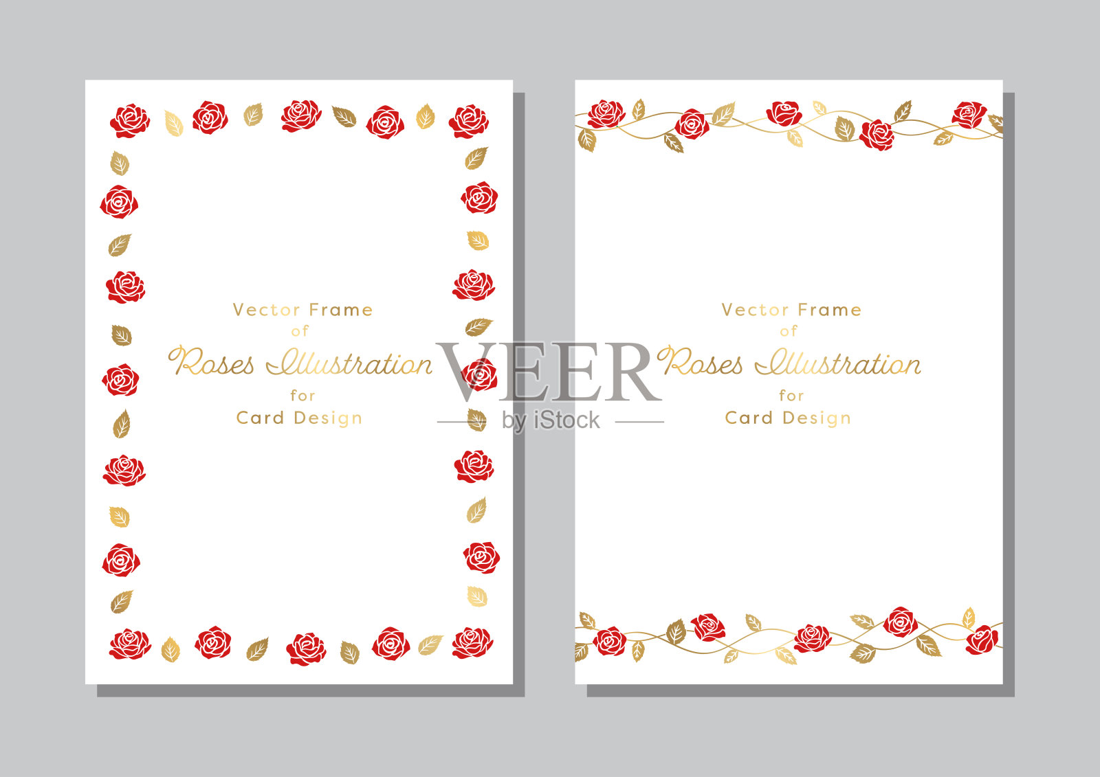 卡片设计与玫瑰插图插画图片素材