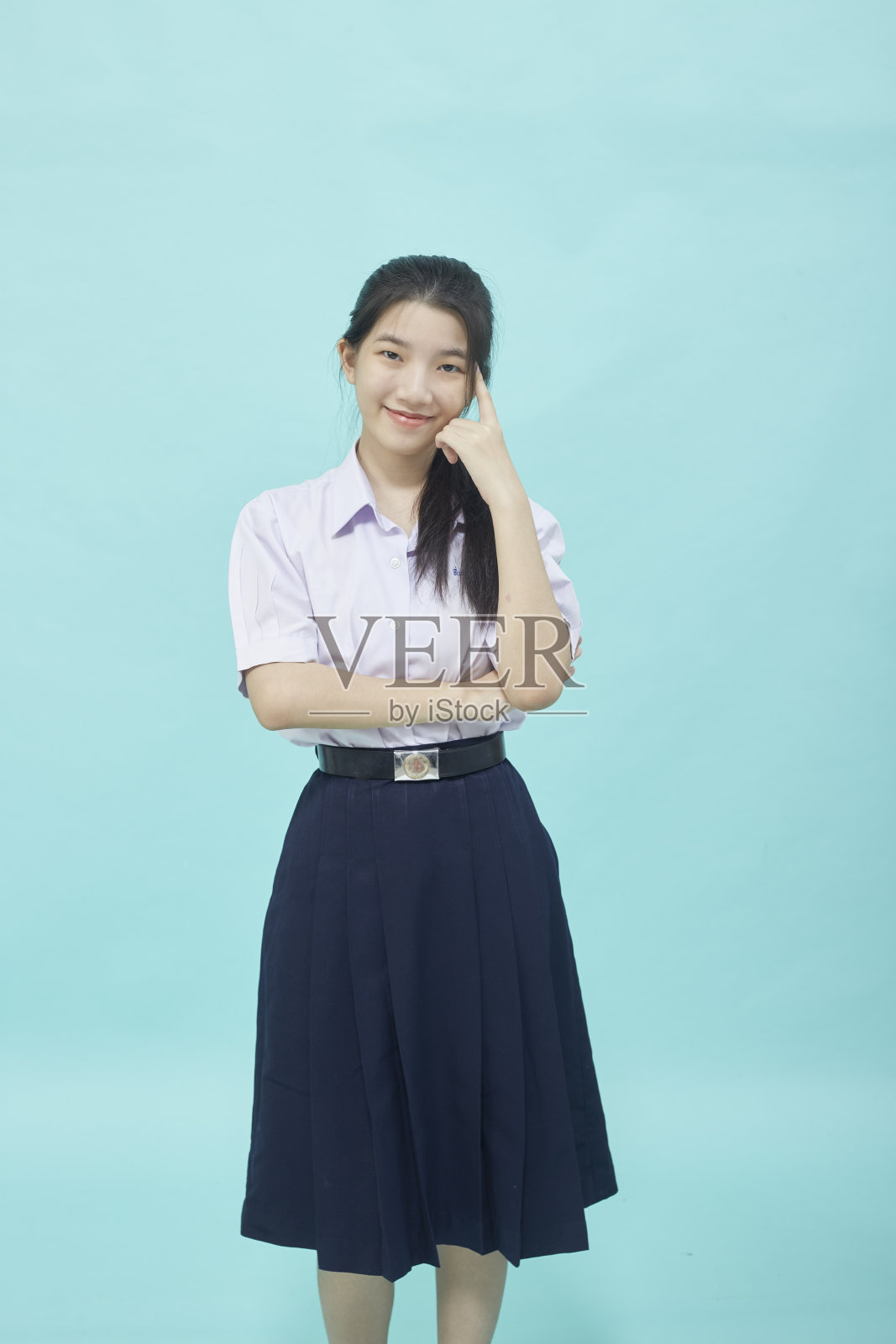 泰国高中生穿着学生制服的肖像照片摄影图片