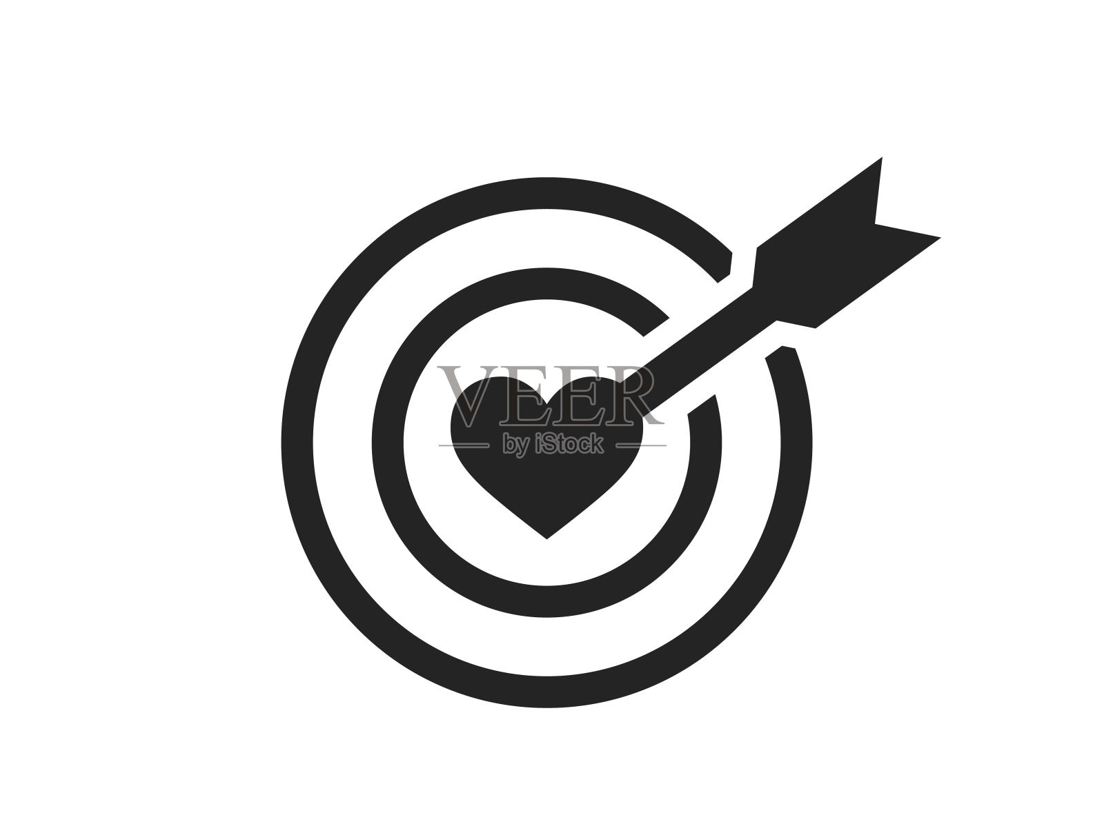 带心形图标的目标。情人节是爱情的象征。孤立的矢量图插画图片素材