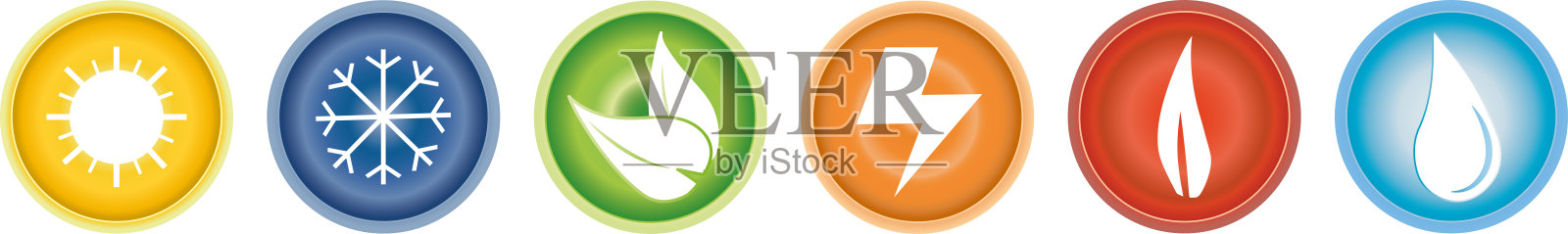 能源服务的圆形图标集合图标素材