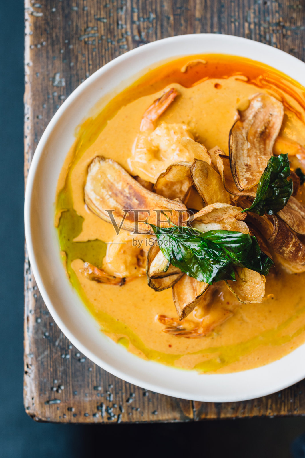 泰式咖喱椰子虾照片摄影图片